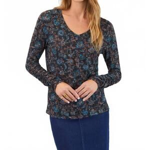 NEW FDJ crest floral long sleeve top in black crest